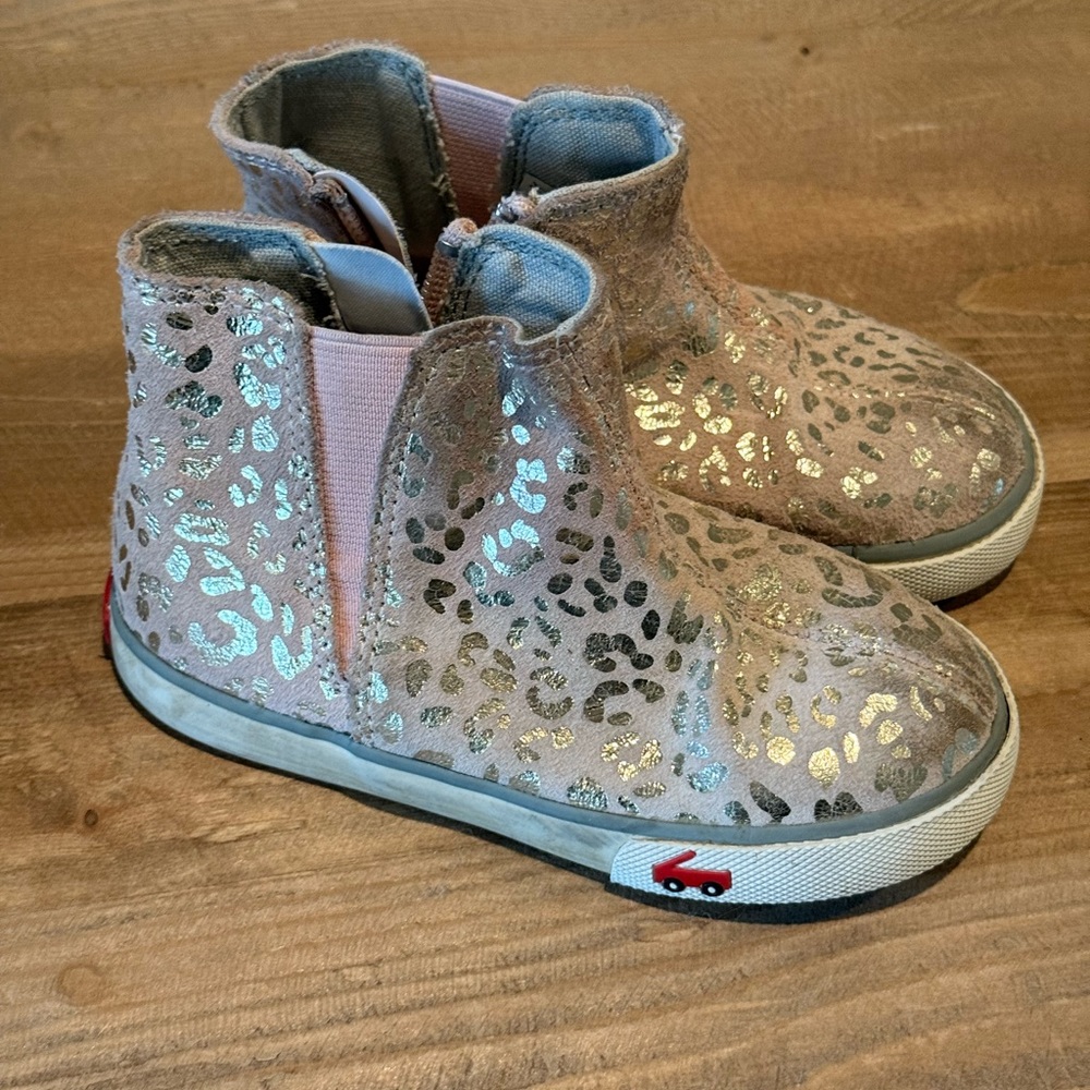 See Kai Run Pink and Silver Boots with Zipper Closure